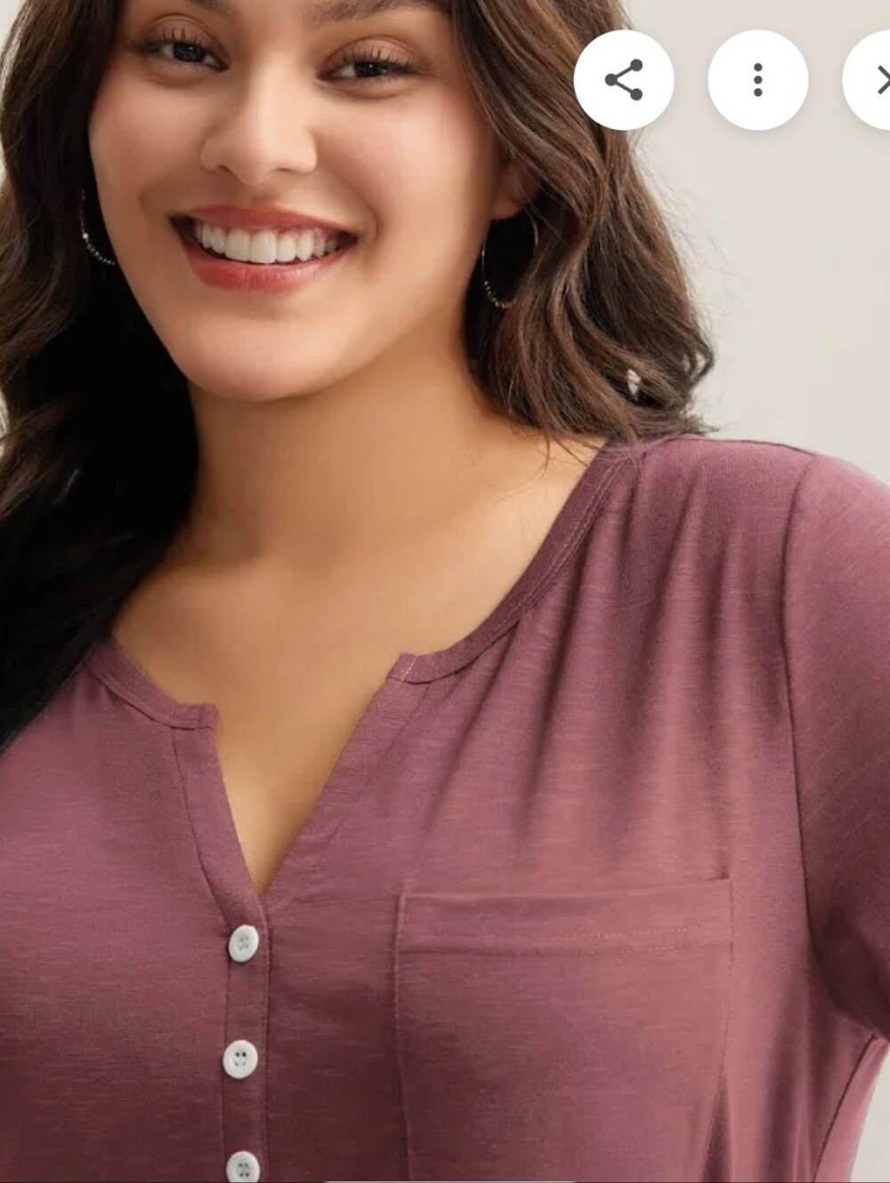 BloomChic V-Neck Button Pocket Top in Mauve
